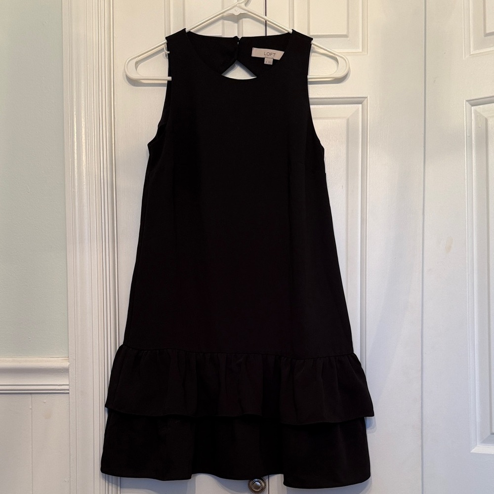 LOFT Black Ruffle Dress